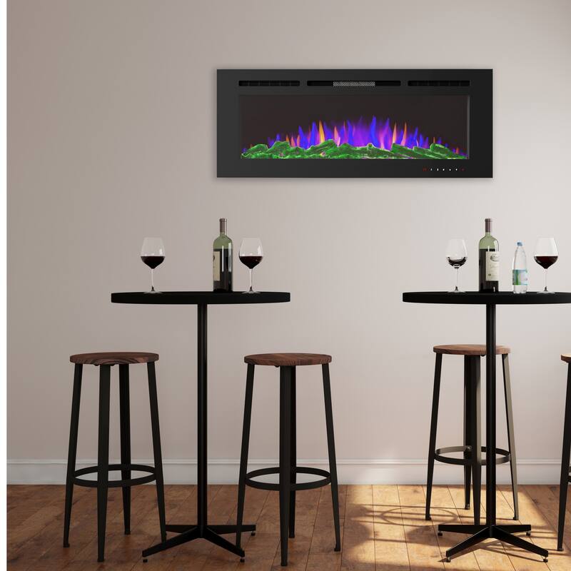 Hastings Home 60-Inch Electric Fireplace with 3-Color LED Flames