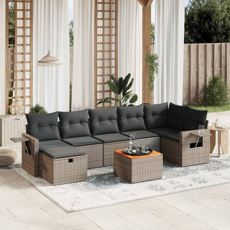 8 Piece Modular Garden Sofa Set - Gray and dark gray - form1 - 24.4 x 24.4 x 27.2 in