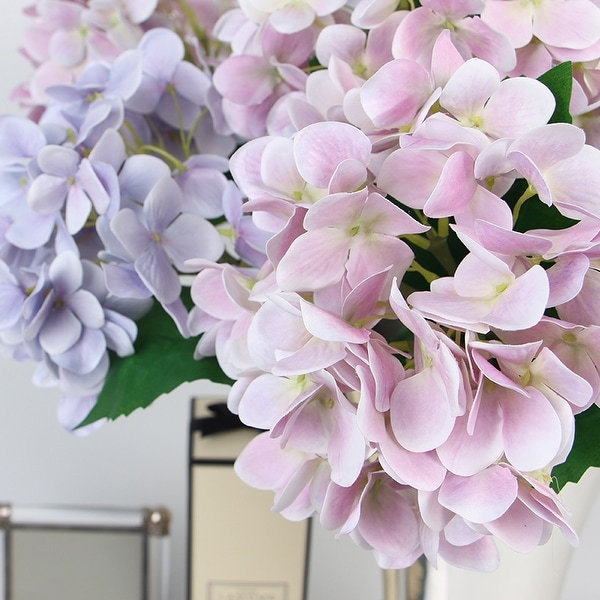 FloralGoods Real Touch Hydrangea Stem in Light Purple and Light Pink 24" Tall