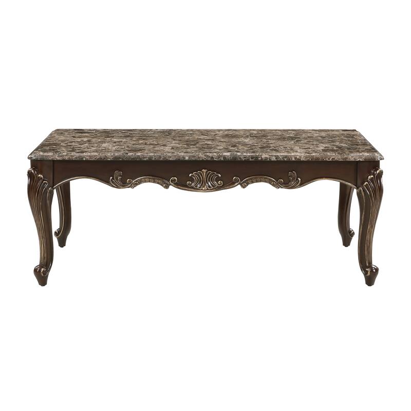 Formal Traditional Luxury 1pc Marble Top Cocktail Table With Tipping