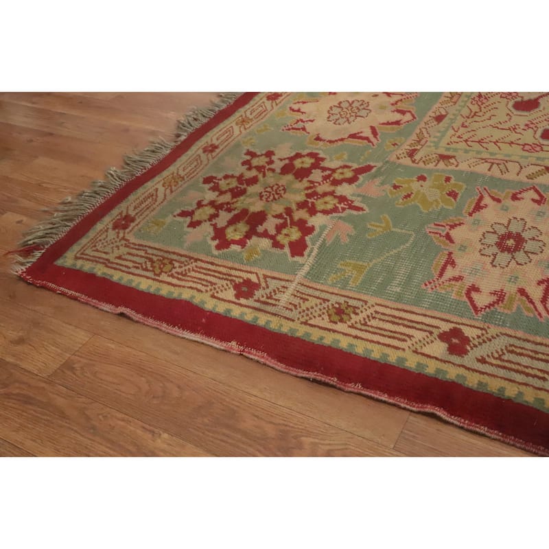 Hand Knotted Oriental 100% Wool Carpet Transitional Medallion Red Oushak Area Rug - 13' 10'' X 10' 1''