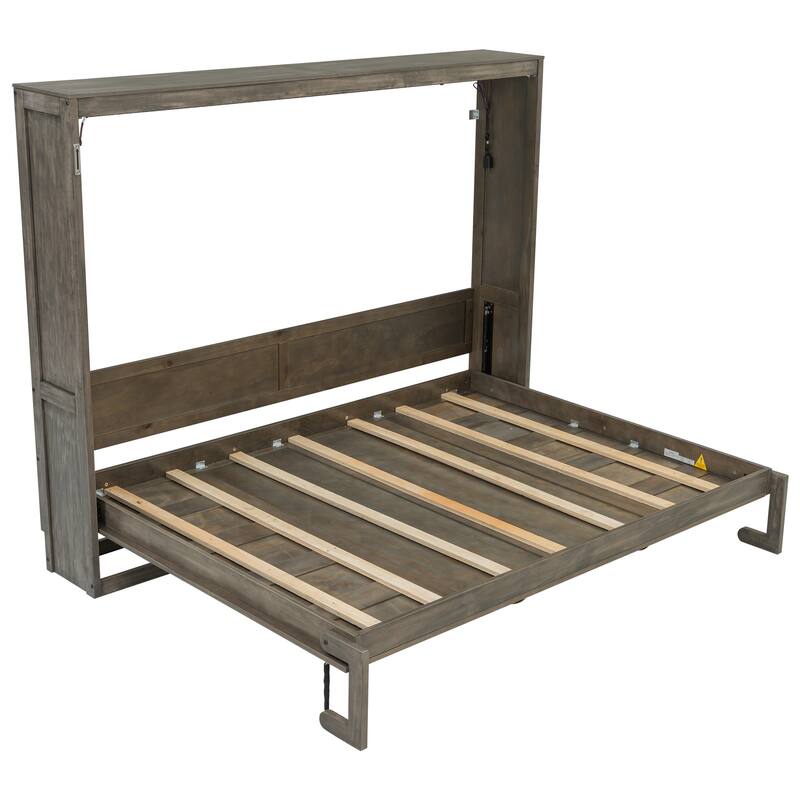 GDFStudio - Modern Wooden Murphy Bed Cabinet with LED Light and Desk