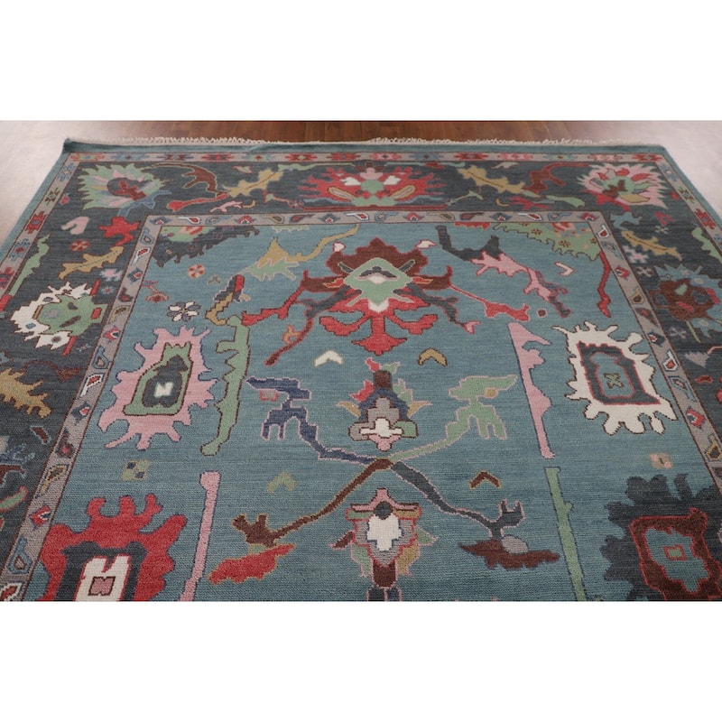 All-Over Oushak Oriental Area Rug Hand-Knotted Wool Carpet - 8'4" x 9'9"
