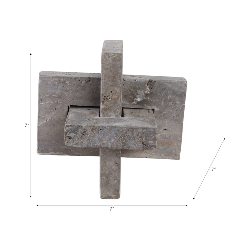 Stone Metal Decorative Object Interlocking Block Geometric Sculpture