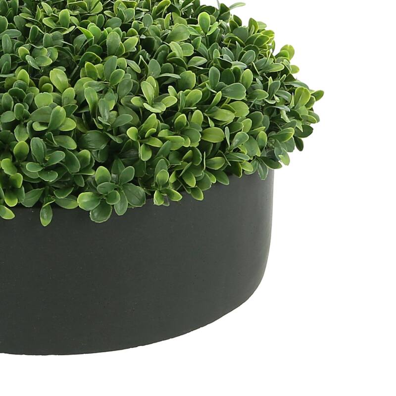 UV Rated Outdoor Boxwood in 12" Round Fiberstone Planter - Green
