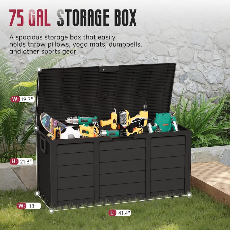 75 Gallon Outdoor Patio Durable Resin Storage Deck Box