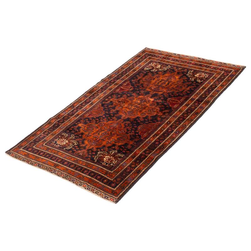 Teimani Black, Orange Rug 3'10" x 7'1" - 3'10 x 7'1