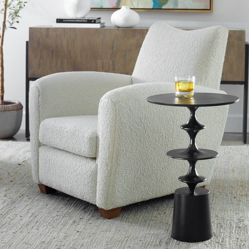 Curved Aluminum Accent Table - 23.5" - Black