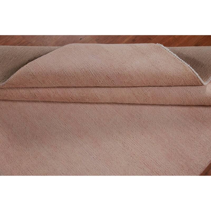 Hand Knotted Oriental 100% Wool Carpet Modern Solid Peach Gabbeh Area Rug - 10' 3'' X 5' 3''