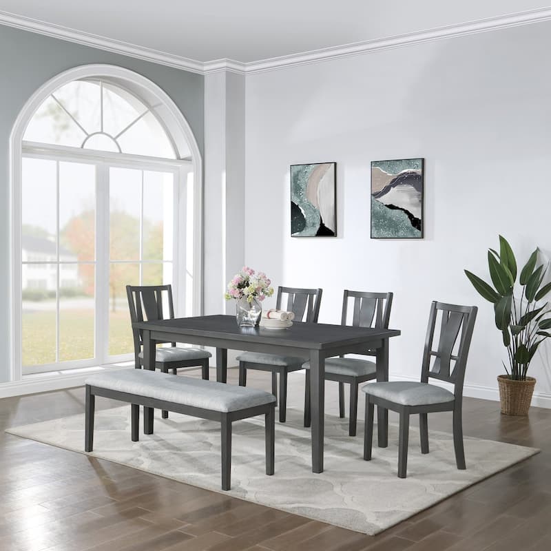 DTY Indoor Living Gunnison 6-Piece Dining Set with Bench, Brown Cherry