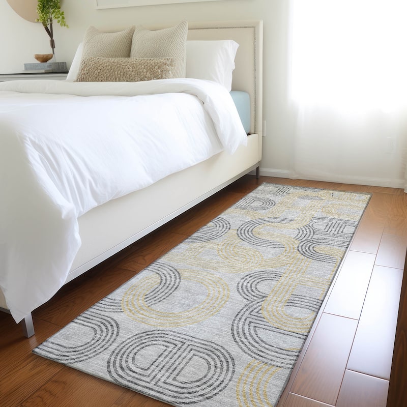 Premium Washable Super Contemporary Deco Soft Mayfield Rug - Gray - 2'3" x 7'6"