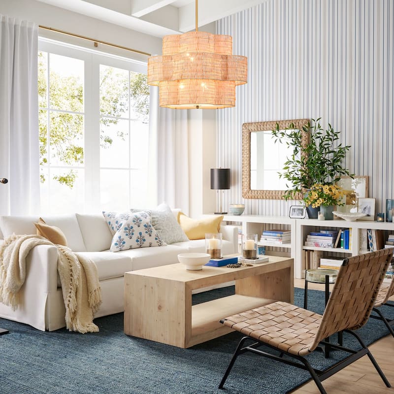 Rennnsan 24 in. 6-Light Brass Farmhouse Tiered Chandelier with Flower Shape - 24.0 in. W x 16.3 in. H