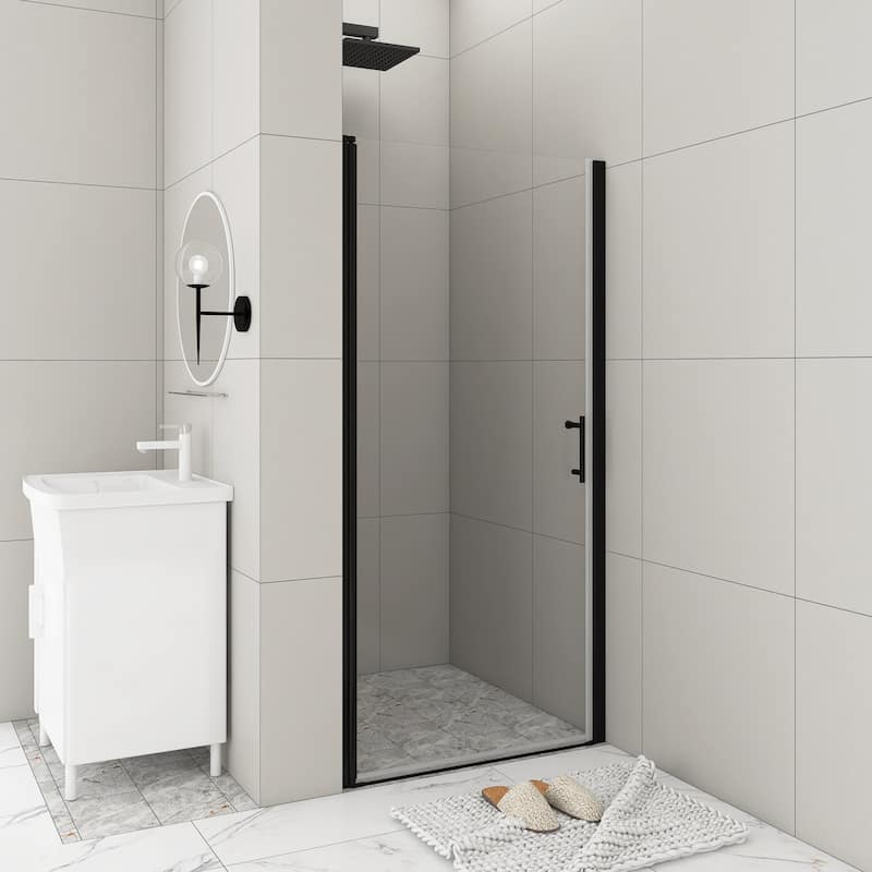 30/32/34/36 Inch Semi-Frameless Pivot Shower Door with Clear Tempered Glass