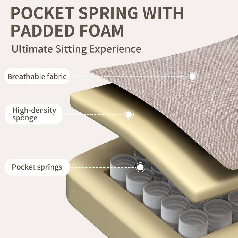 Mid-Century Modern Accent Chair with Black Metal Legs Woven Linen-Look