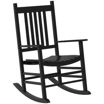 Poplar Wood Outdoor Rocking Chair with Slatted Design - 26.75" W x 34.75" D x 45.25" H