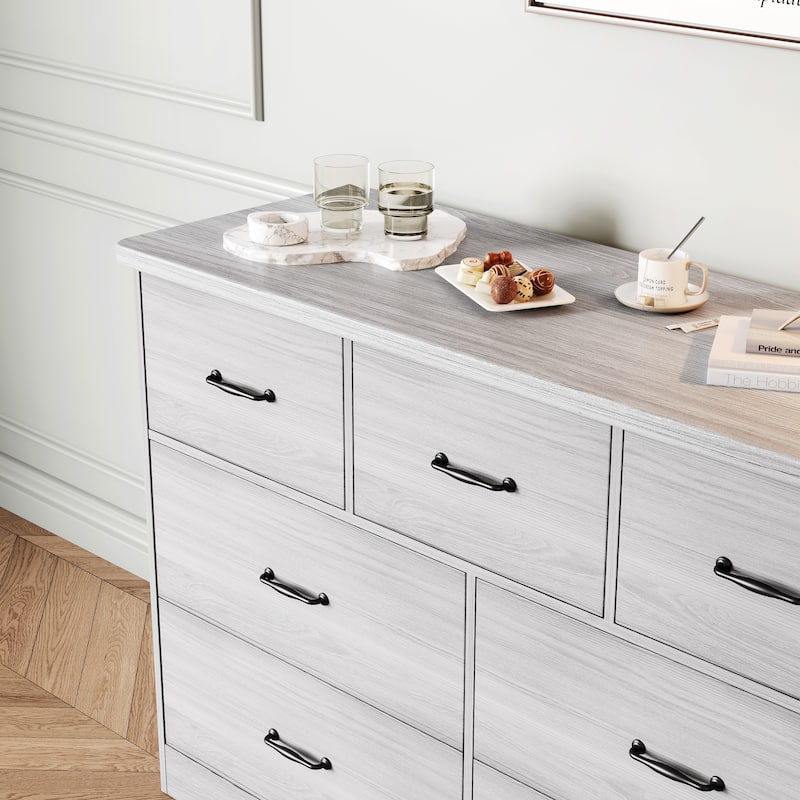 Modern Dresser for Bedroom, 7 Drawer Double Dresser Sideboard