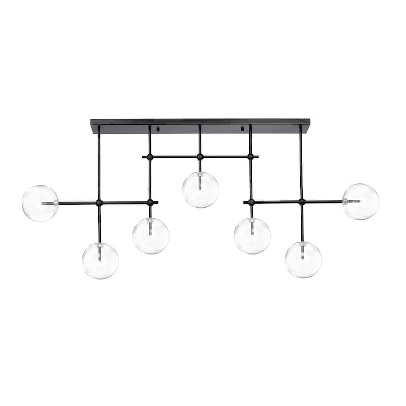 Glass Globe 7-Light Chandelier 57.5" Orb Linear Kitchen Island Lights in Black or Gold