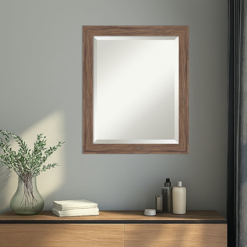 Pia Medium Brown Narrow Beveled Framed Wall Mirror - Pia Medium Brown Narrow