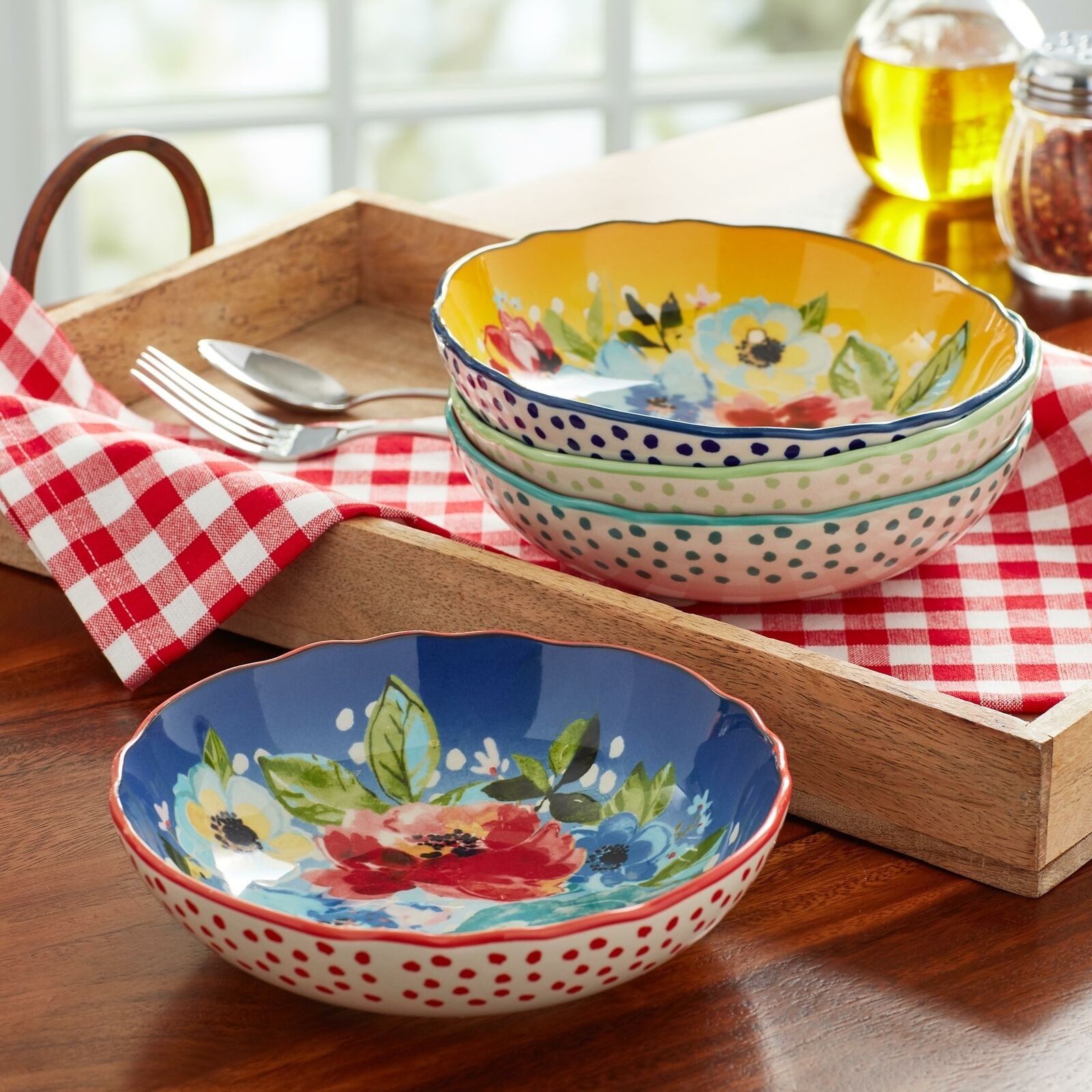 ETCBUYS The Pioneer Woman Melody 4-Piece Pasta Bowl Bowls Set