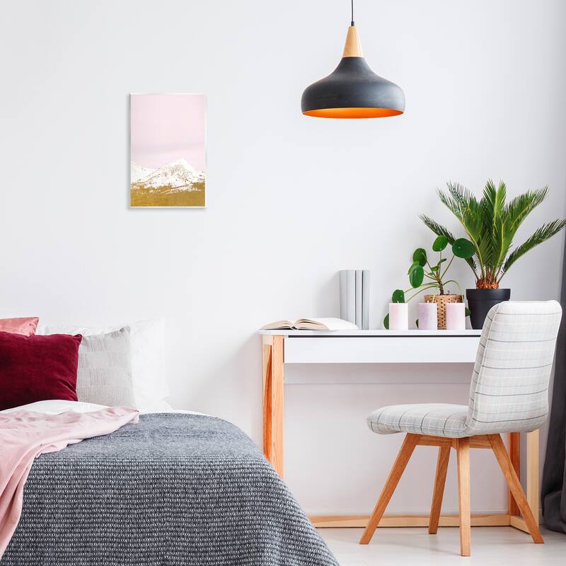 Stupell Snowy Mountain on Pink Wall Plaque Art Design By Gemma Bardot
