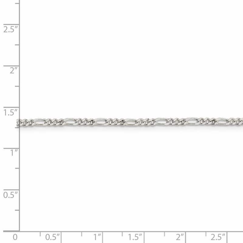 Curata 925 Sterling Silver 2.25mm Figaro Chain Necklace (Lobster)