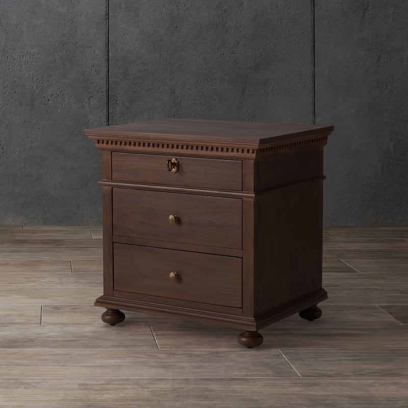 SAFAVIEH Couture Farzaneh 3-Drawer Wood Nightstand - Brown