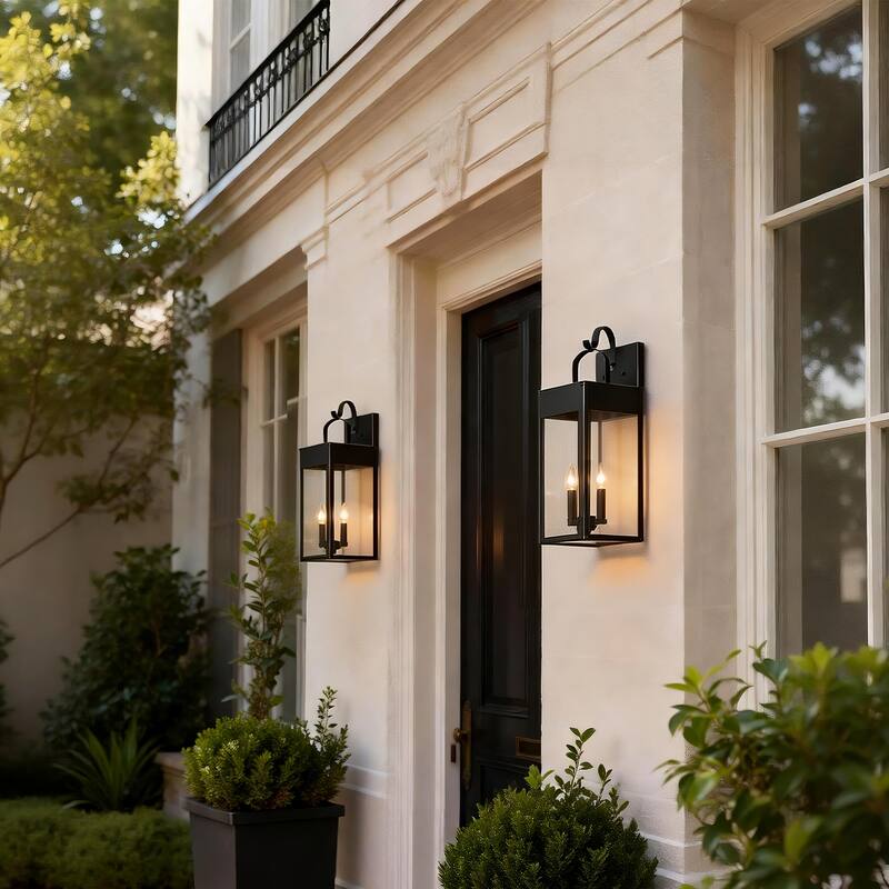 Oil Rubbed Bronze Outdoor Hardwired Wall Lantern Sconce - 2 Variants (20in 1-Light/24in c), Clear Glass, Wet Rated