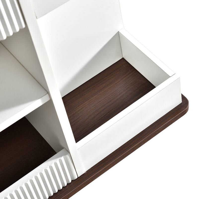 Adjustable End Table with Wheels, Multifunctional Sofa Side Table with Lift-Top, 360°Rotating Top and Storage Space