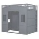 preview thumbnail 1 of 18, Full Size Loft Bed with Wardrobe, Space-Saving Wood House Bed Frame w/Safety Guard & Ladder for Boys, Girls, Small Bedroom, Grey Grey - Full