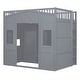 preview thumbnail 3 of 14, Grey Full Size Solid Wood House Loft Bed With Ladder and Wardrobe for Kids, Boys and Girls, Bedroom