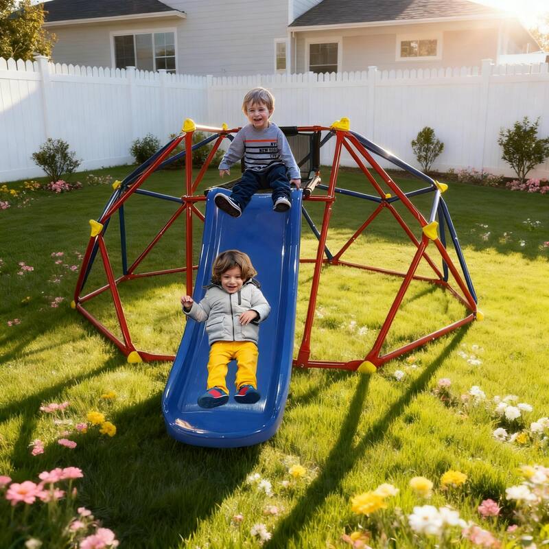 6ft Dome climber with 1.2m slide for age 3+ climber with Climbing Stones