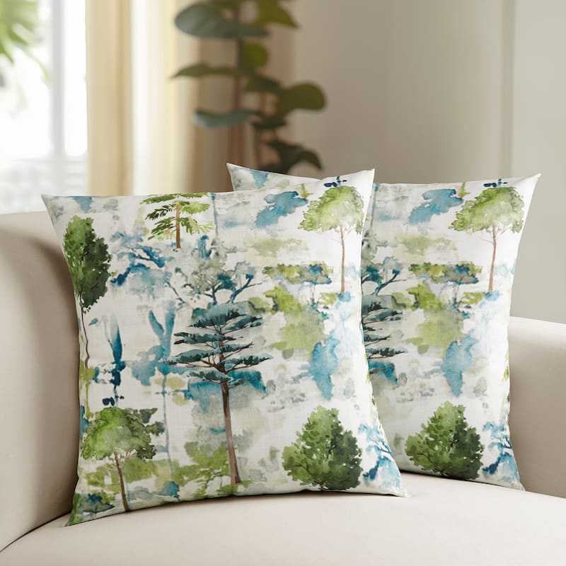 Exclusive Fabrics Printed Cotton Throw Pillow Covers 18 X 18 - Textured Decorative Pillow Covers (Set of 2)