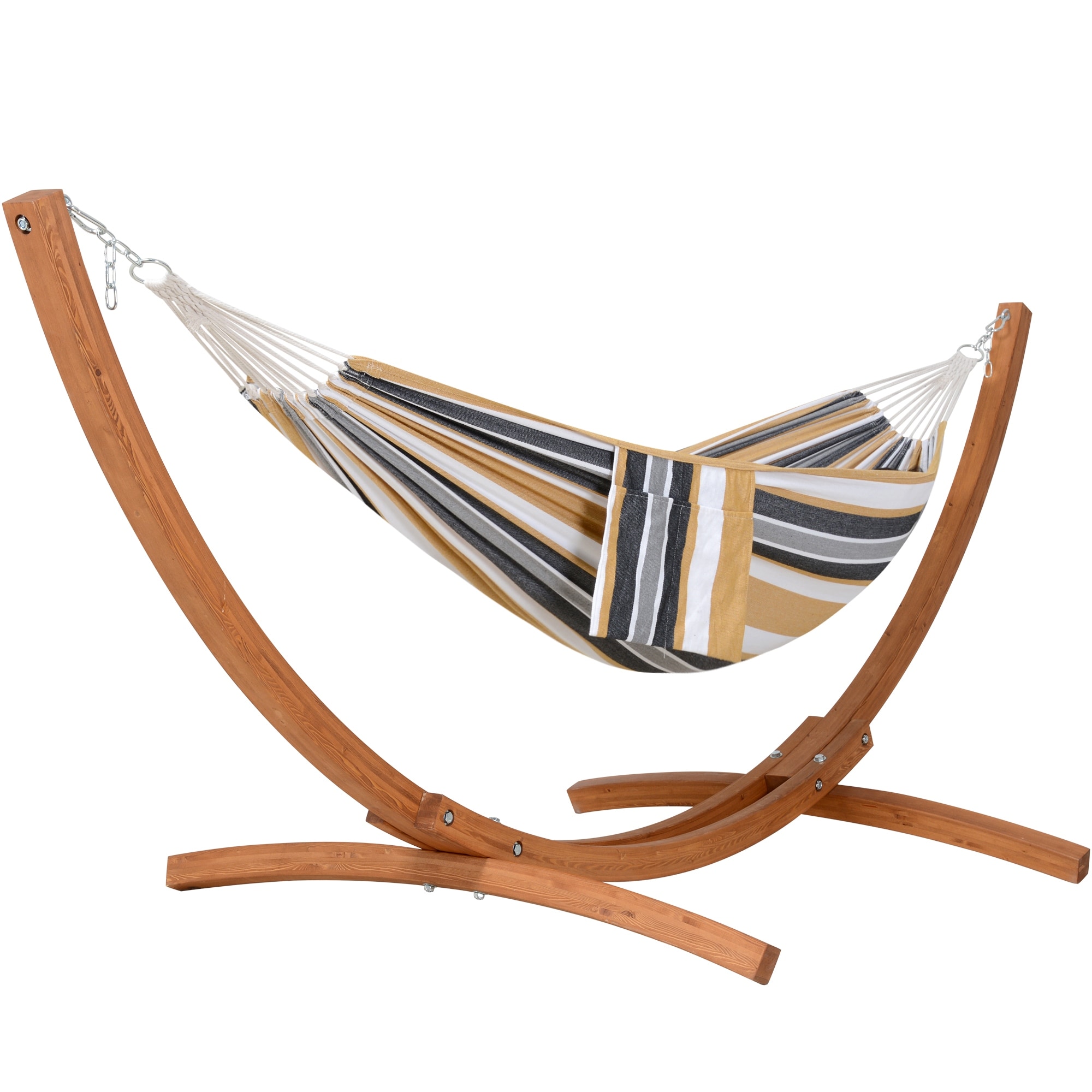 Outdoor Hammock with 10 ft Wooden Stand - 125.2*47.2*42.5 in
