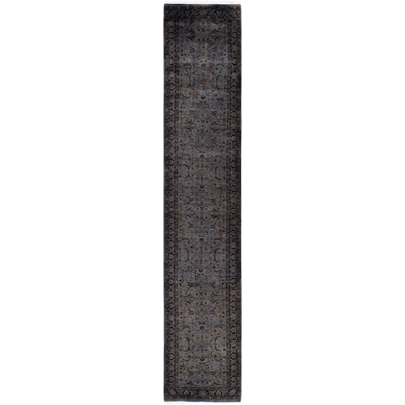 Overdyed One-of-a-Kind Hand-Knotted Area Rug - Gray - 2' 7" x 13' 5"