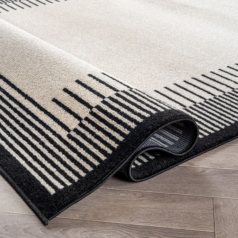 World Rug Gallery Modern Abstract Bordered Area Rug for Living Room, Bedroom, or Entryway - Low Pile Indoor Rug