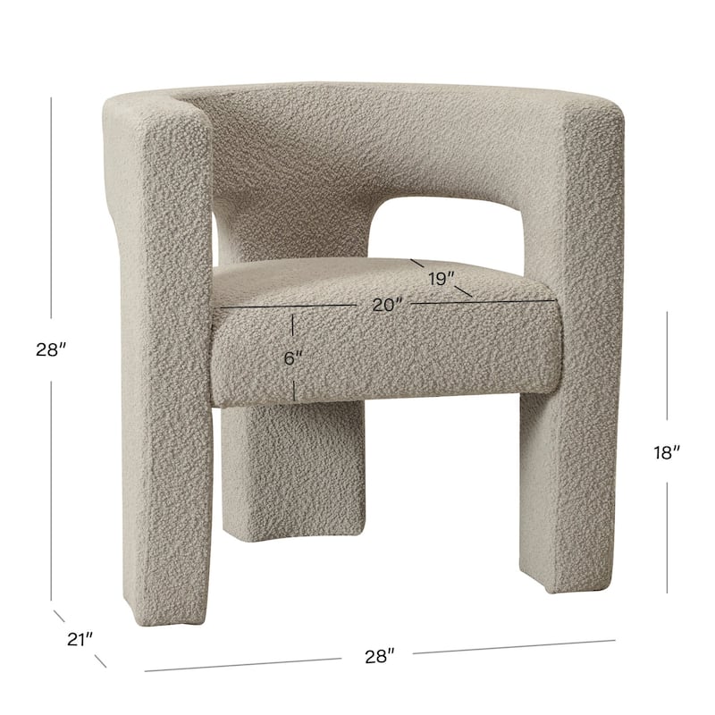 KINWELL 28" Wide Boucle Upholstered Square Armchair (Set of 2)