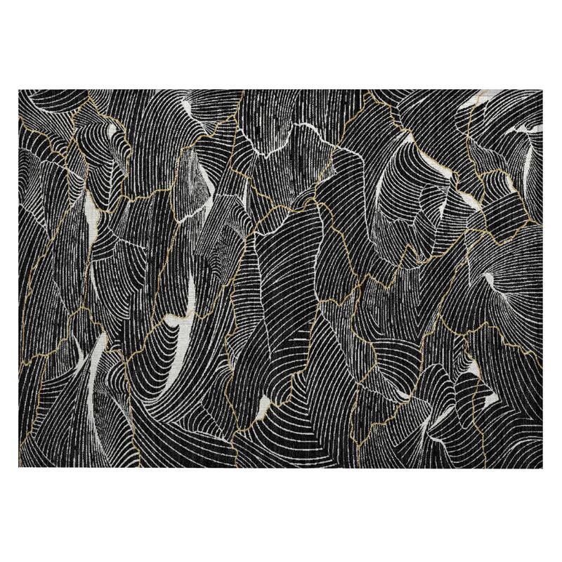 Machine Washable Indoor/ Outdoor Abstract Crackle Chantille Rug