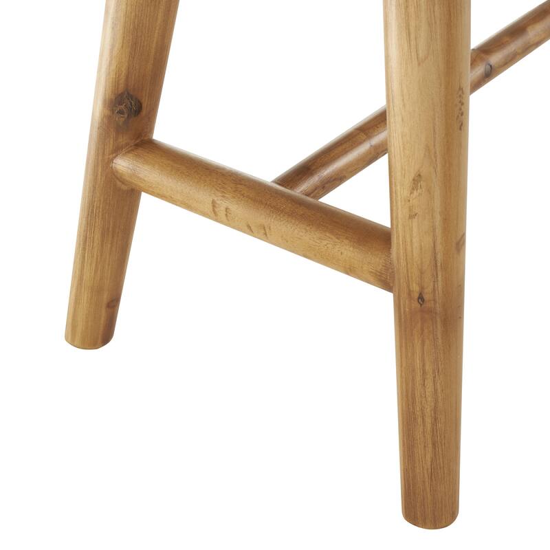 Brown Wood Handmade Traditional Home Bench with Rope Wrapped Seat