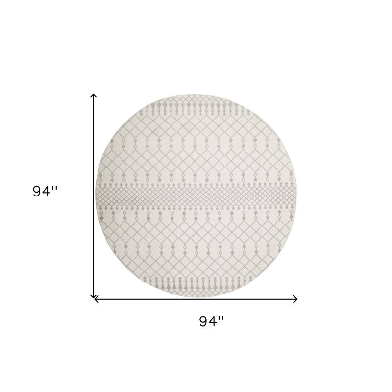 HomeRoots Moroccan Bohemian Round Area Rug - 94.00 in. x 94.00 in. x 0.25 in.