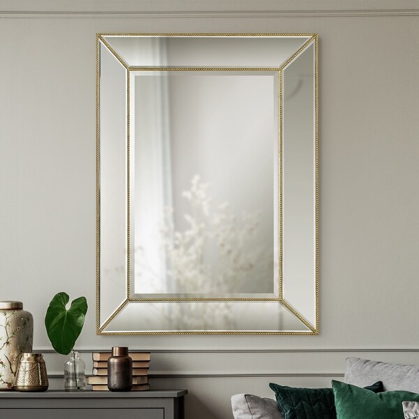 Renwil Delano Gold Beaded Rectangular Frame Wall Mirror - Large. Opens flyout.