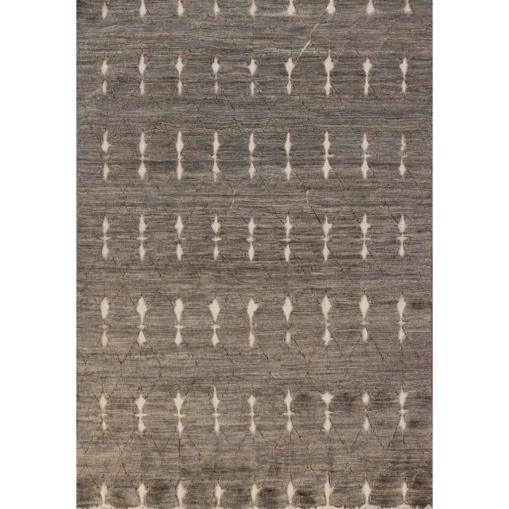 Trellis Gray Gabbeh Oriental Rug Hand-Knotted Wool Carpet - 3'9"x 5'10"