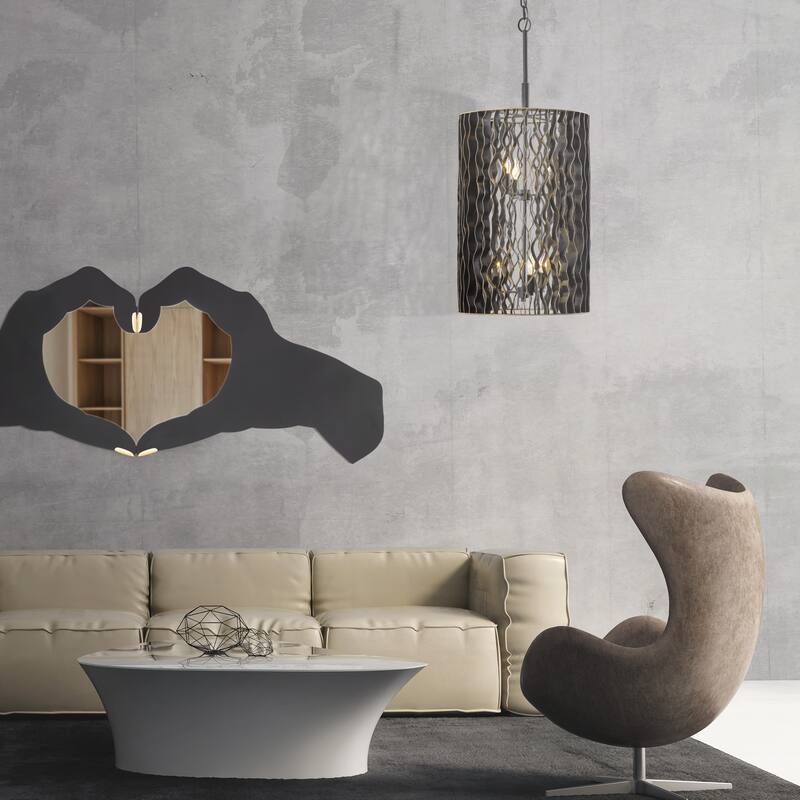 Varaluz Estela 6-Light Pendant - Matte Black/French Gold