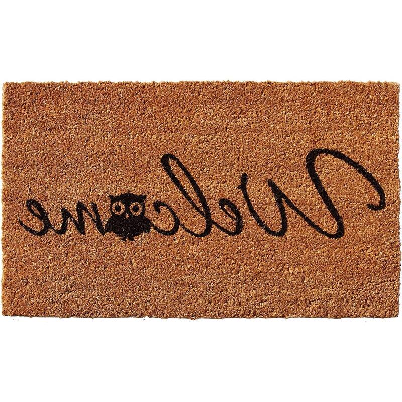 HomeRoots 24" X 36" Natural And Black Owl Welcome Outdoor Coir Door Mat - 24' X '36