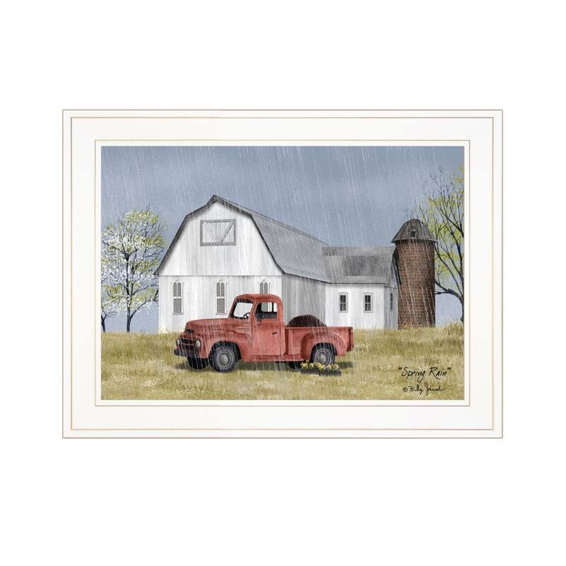 TrendyDecor4U Farmhouse "Spring Rain" Framed Print Wall Art by Billy Jacobs - Spring Color
