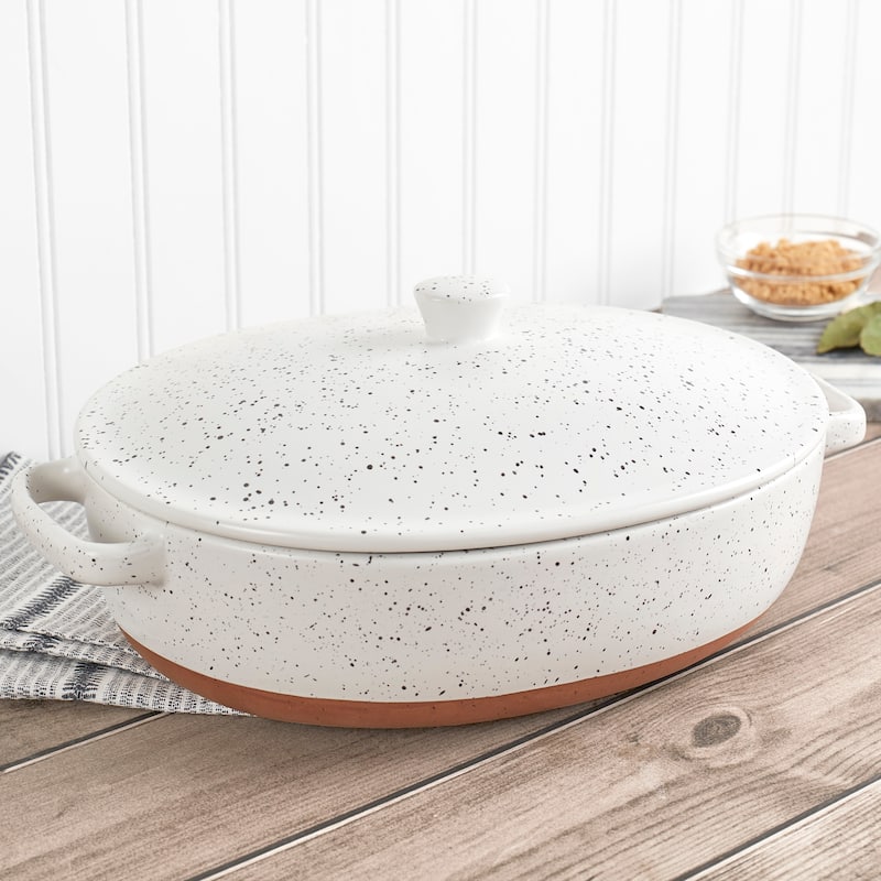 Denmark Tools for Cooks Speckled Stoneware 3.2Qt Oval Covered Casserole