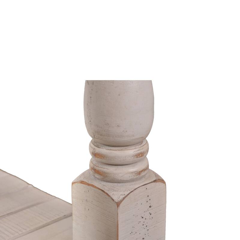 Wooden End Table with Storage Shelf - 24" - Antique White and Brown