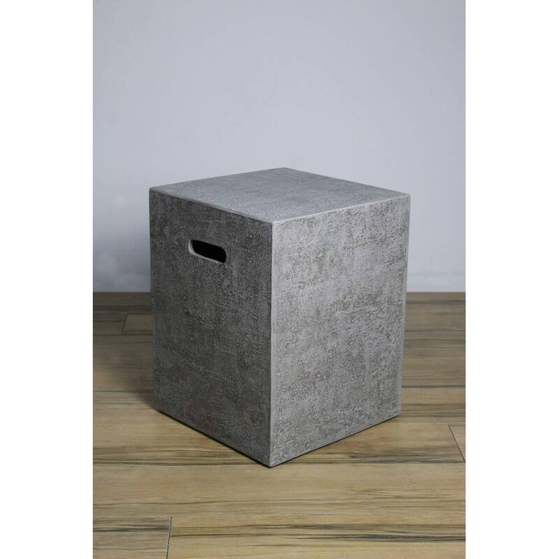 Elementi Square Propane Tank Cover Hideaway Table - Light Grey, 15.7 x 15.7 x 20 Inches - 15.7 x 15.7 x 20 - Grey