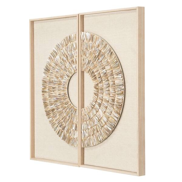 HUJI Glassless Two Piece Pearl Oyster Shell Wall Decor