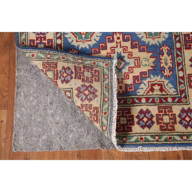 Blue Kazak Runner Rug Hand-Knotted Wool Carpet - 2'7" x 13'2"