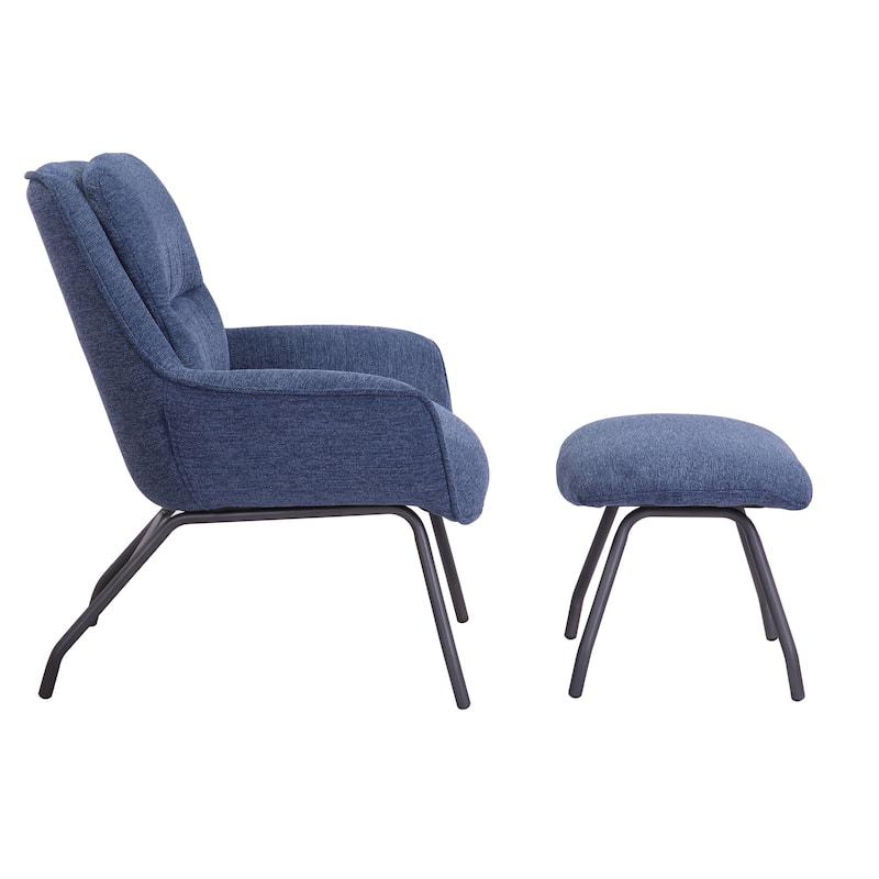 Porthos Home Alson Fabric Accent Chair and Ottoman Set with Steel Legs